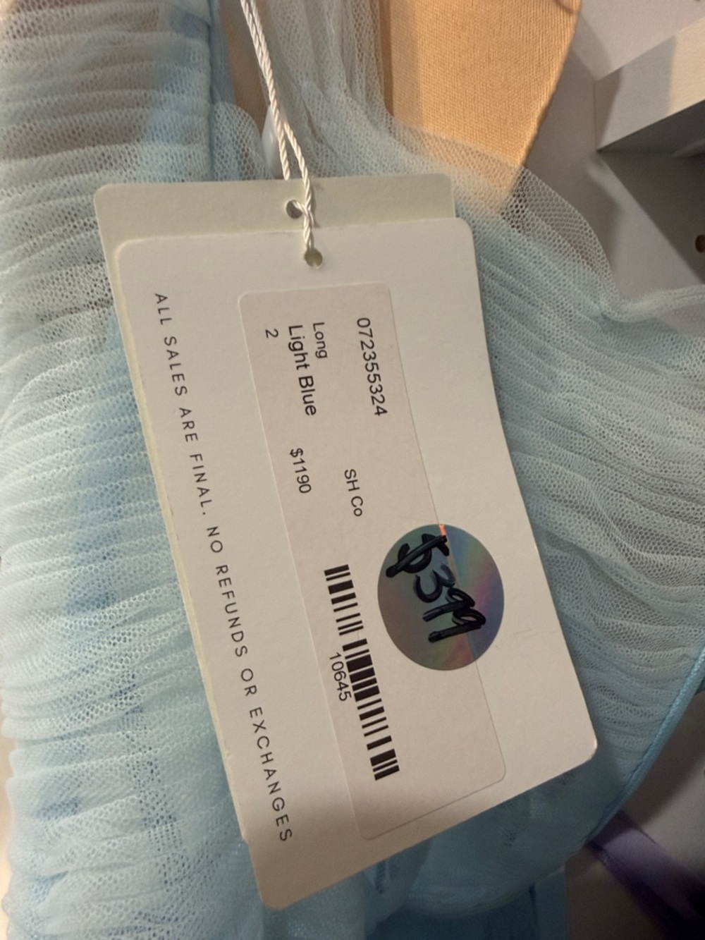 Sherri Hill Light Blue Ruffled Tulle Prom Dress - Picture 5 of 6